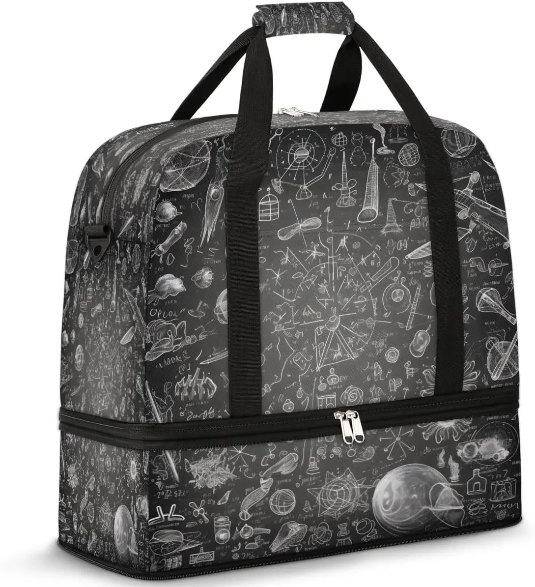 Science Doodle Board Travel Duffel Bag, Travel Essentials, Gym Bag for Women, Weekender Overnight Bag With Shoes Compartment, Carry On Bags for Airplanes