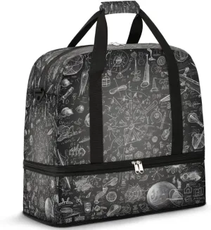 Science Doodle Board Travel Duffel Bag, Travel Essentials, Gym Bag for Women, Weekender Overnight Bag With Shoes Compartment, Carry On Bags for Airplanes