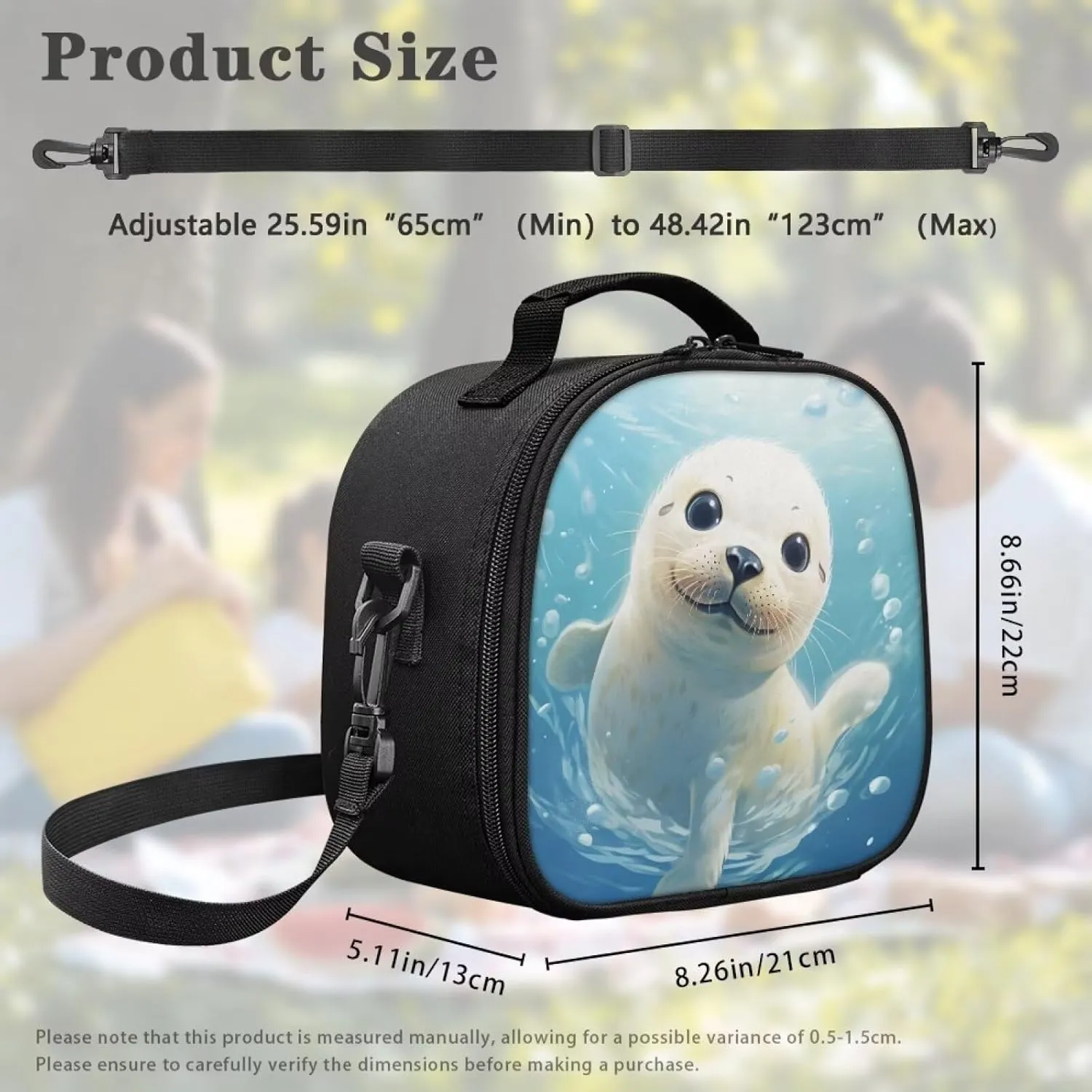 Seal Cute Lunch Boxes for Teen Girls School Lunch Bag Boys Carry Milk Sandwich Girls Keep Food Warm Built-in Mesh Pocket Design Toddler Girls Lightweight School Handbag