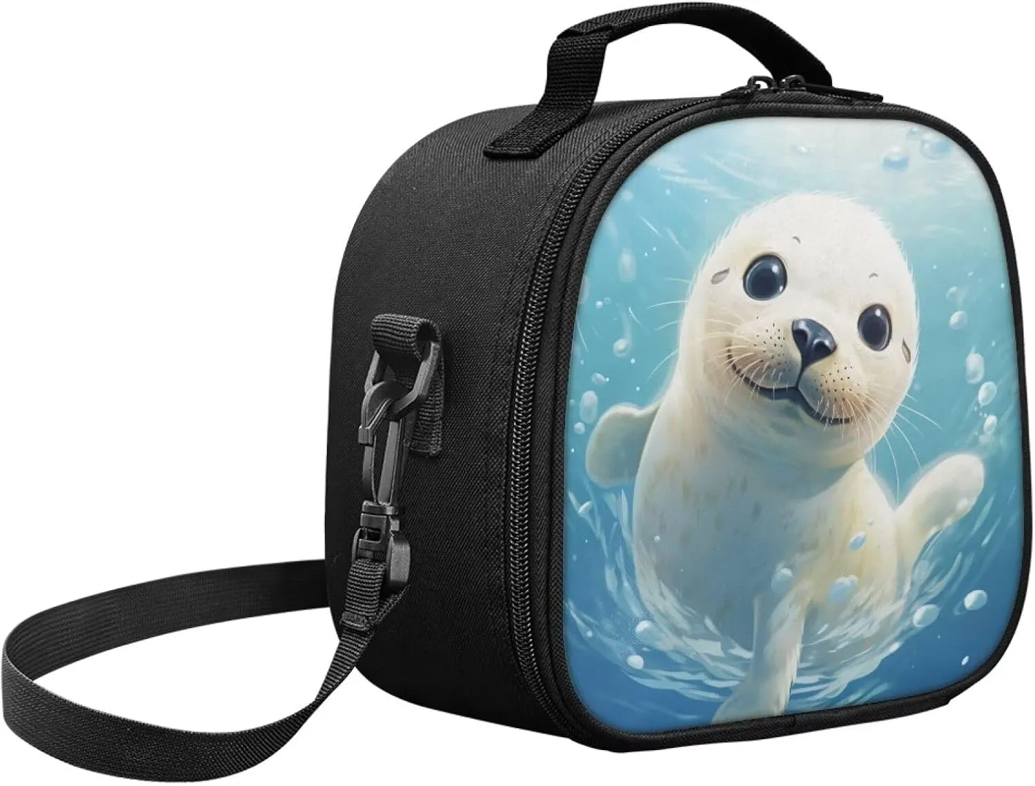 Seal Cute Lunch Boxes for Teen Girls School Lunch Bag Boys Carry Milk Sandwich Girls Keep Food Warm Built-in Mesh Pocket Design Toddler Girls Lightweight School Handbag