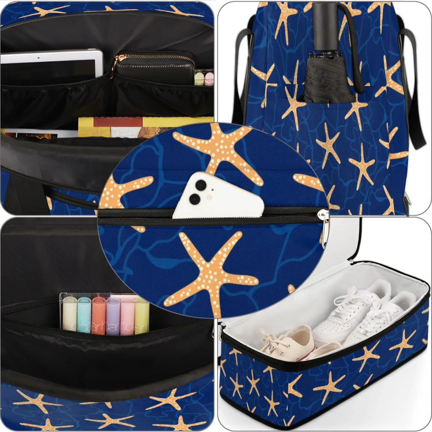 Seastar Sports Gym Bag with Shoes Compartment Foldable Travel Duffel Bag Dry Wet Separated Sports Tote Workout Weekender Overnight Bag for Women Yoga Dance Work Training Handbag