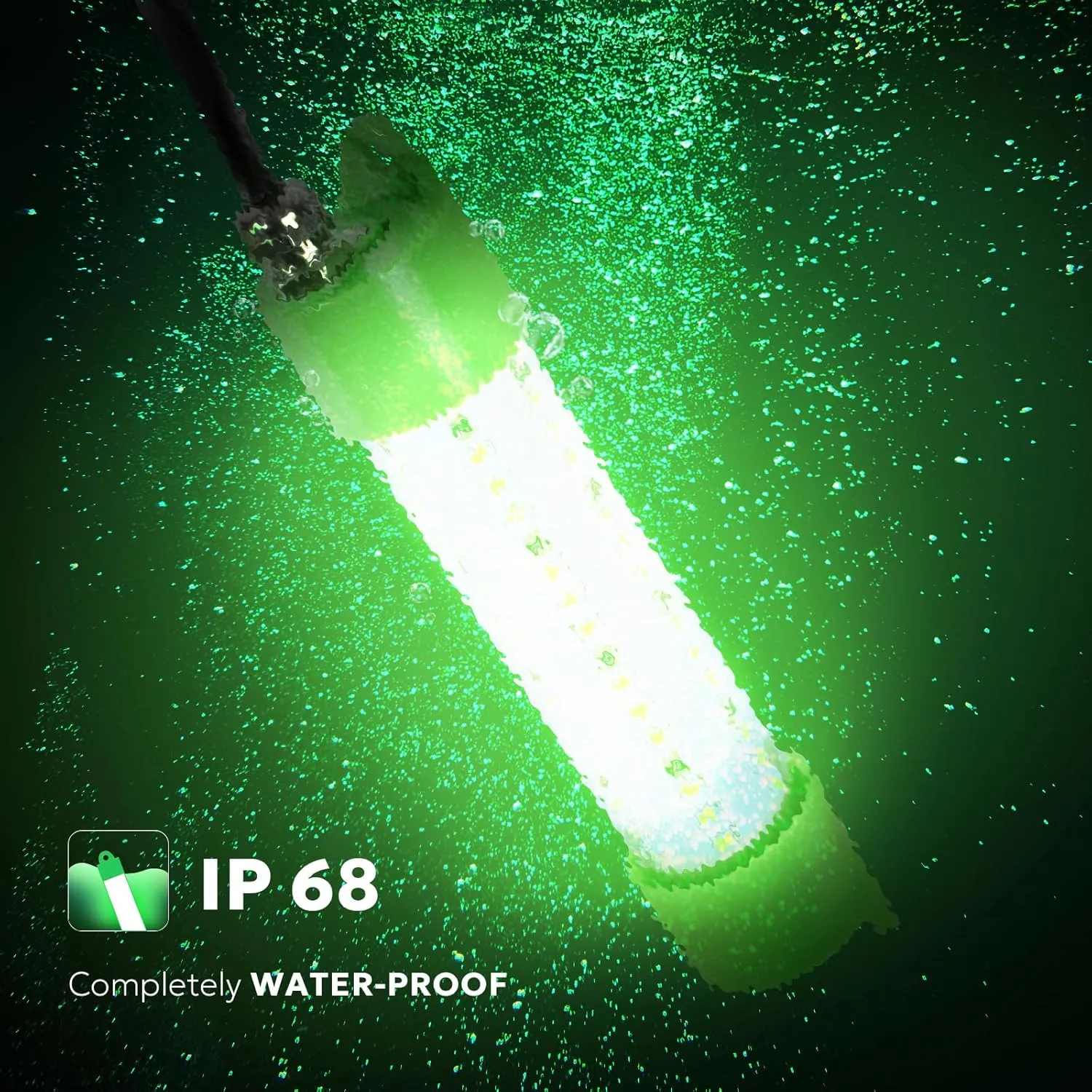 SF DC 12V LED Underwater Fishing Light 45W 70W 100W Fish Attracting Light 5600 7000 13000lm Green Fishing Light Submersible for Dock and Boats IP68 Waterproof with Cigarette Lighter or Battery Clips