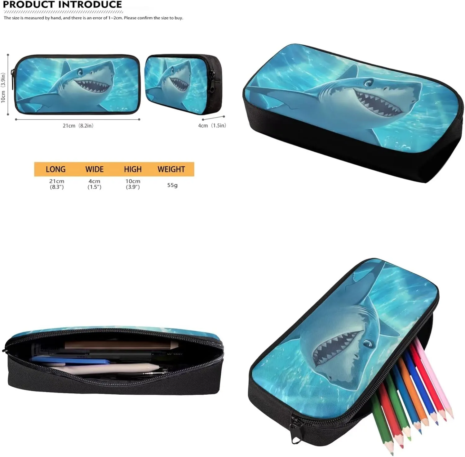 Shark Backpacks for Boys 17 Inch Bookbag and Lunch Box Set Cool Lightweight School Bag 5th Grade Elementary Kindergarten Backpack Set of 4
