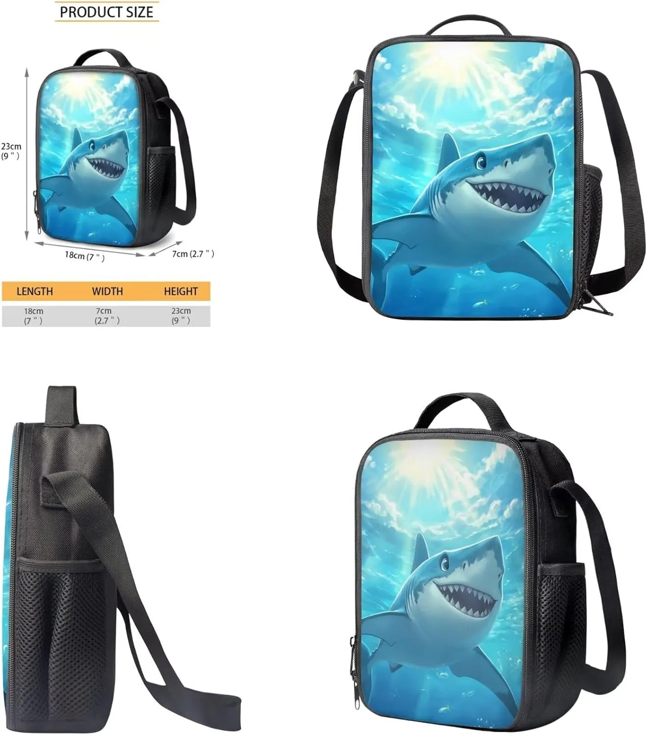 Shark Backpacks for Boys 17 Inch Bookbag and Lunch Box Set Cool Lightweight School Bag 5th Grade Elementary Kindergarten Backpack Set of 4