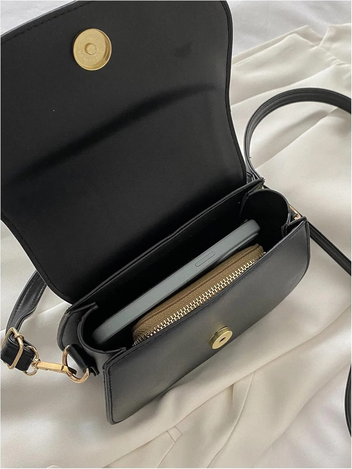 SHENHE Women's PU Leather Small Flap Saddle Crossbody Shoulder Bag Purse with Adjustable Strap
