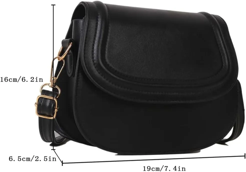 SHENHE Women's PU Leather Small Flap Saddle Crossbody Shoulder Bag Purse with Adjustable Strap