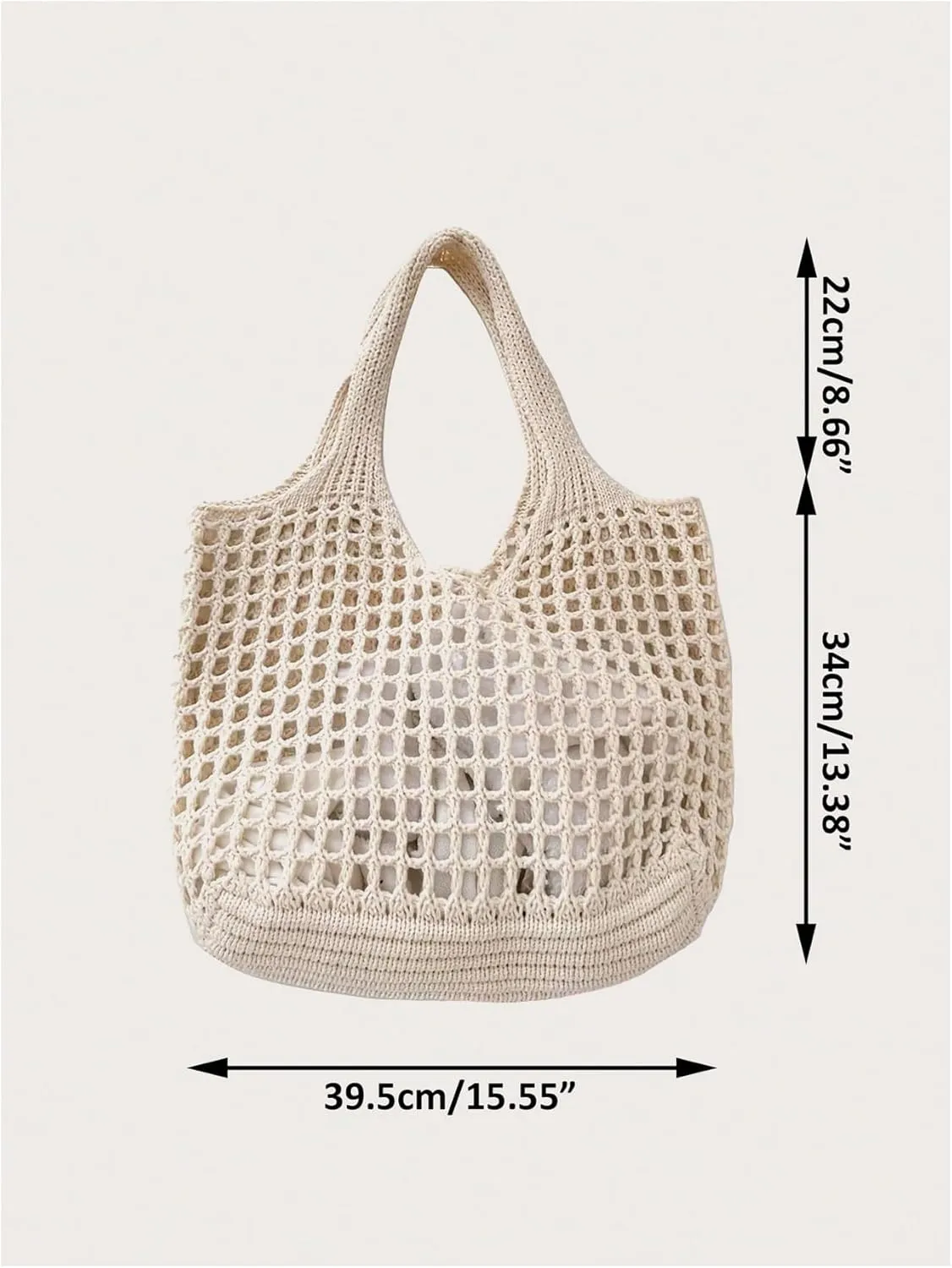 SHENHE Women's Solid Color Hollow Out Woven Shopping Crochet Handbag Top handle Bag Summer Beach Tote Purse Storage Mesh Bag
