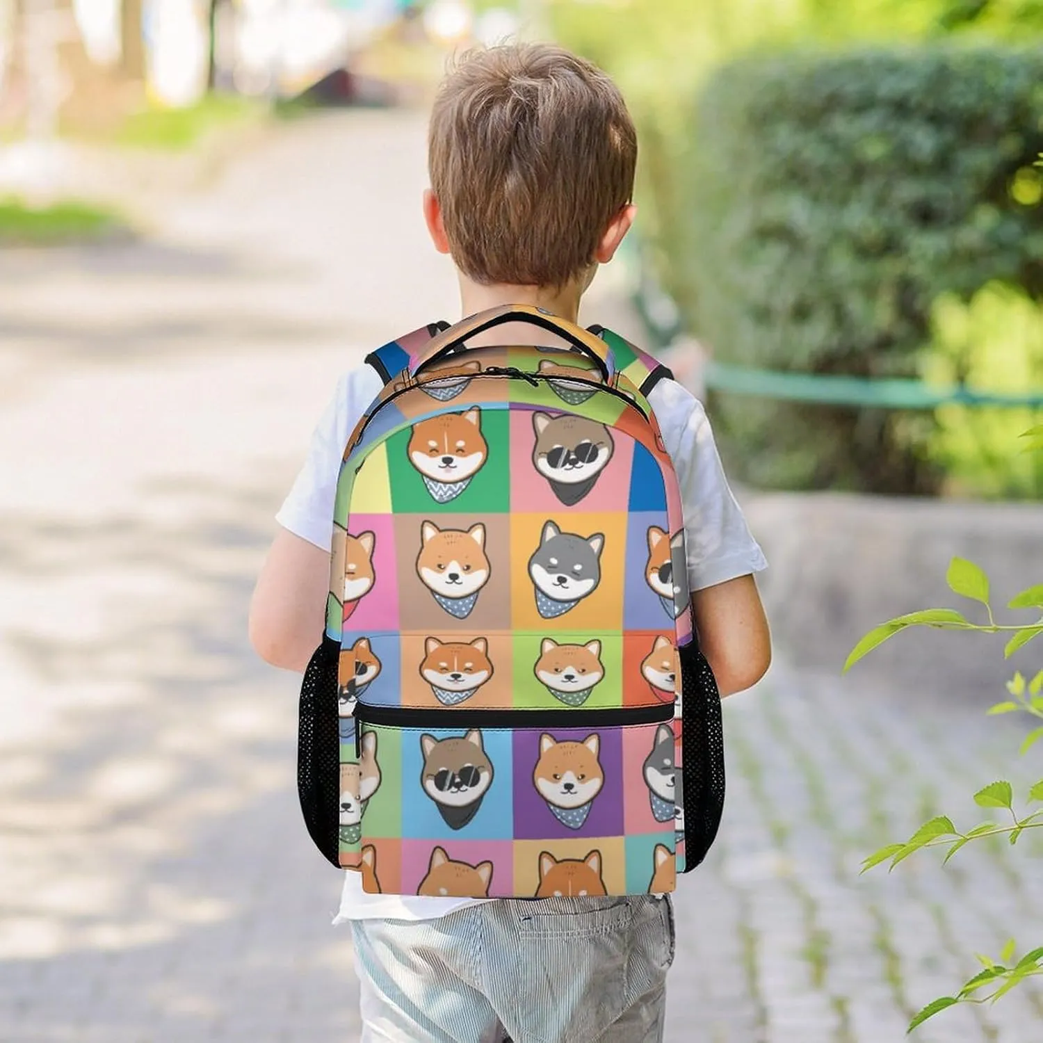 Shiba Inu Backpack for Girls Boys, 16 Inch Dog Backpacks for School, Cute, Adjustable Straps, Durable, Lightweight, Large Capacity Bookbag for Kids