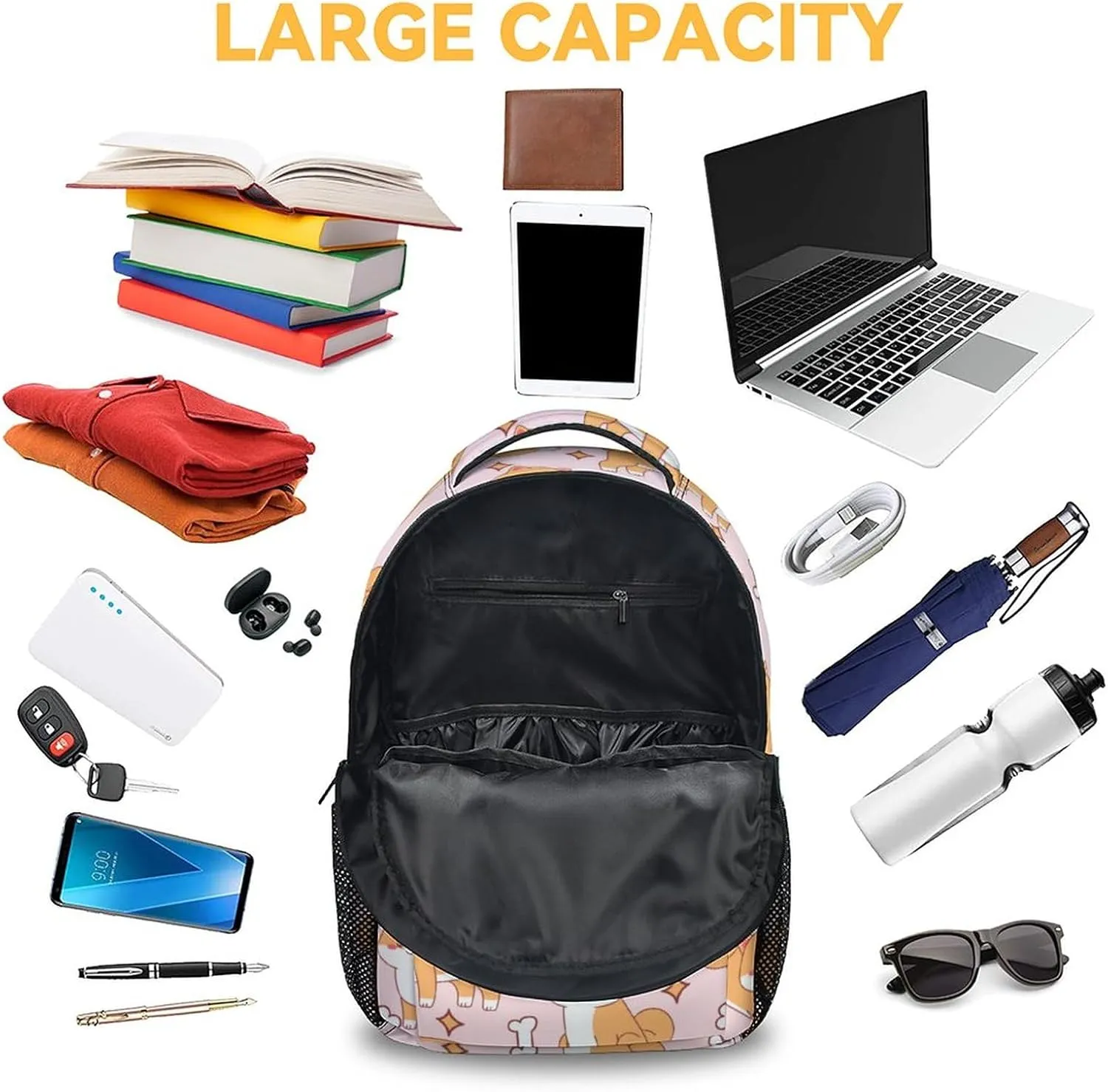 Shiba Inu Backpack for Girls Boys, 16 Inch Dog Backpacks for School, Cute, Adjustable Straps, Durable, Lightweight, Large Capacity Bookbag for Kids