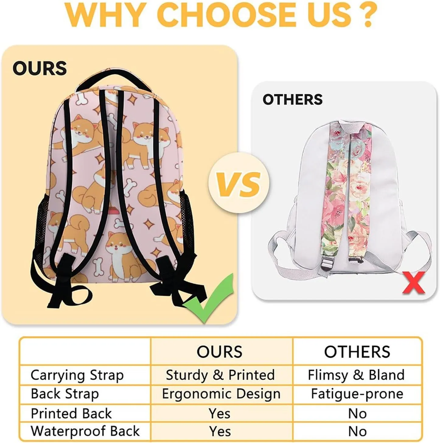Shiba Inu Backpack for Girls Boys, 16 Inch Dog Backpacks for School, Cute, Adjustable Straps, Durable, Lightweight, Large Capacity Bookbag for Kids