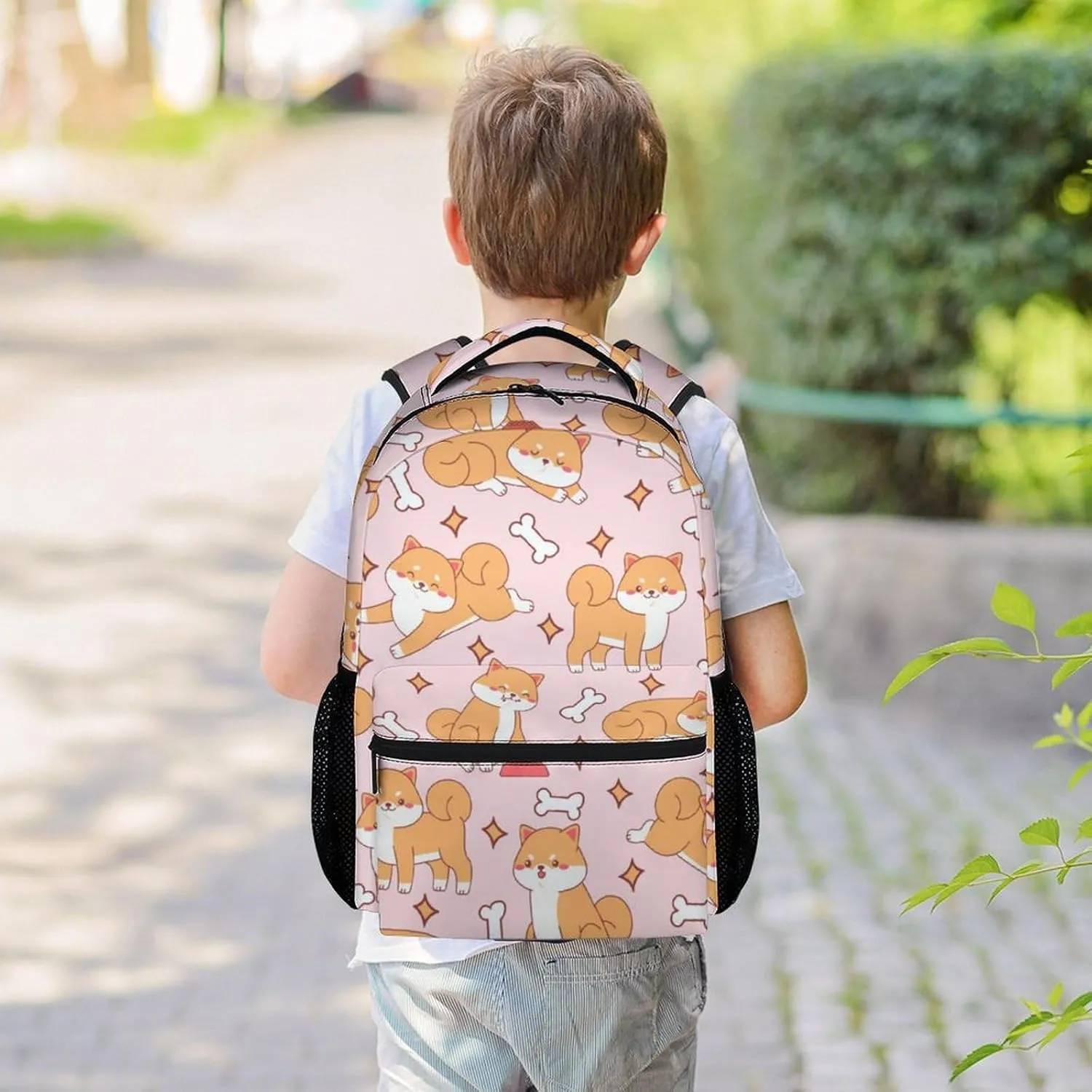 Shiba Inu Backpack for Girls Boys, 16 Inch Dog Backpacks for School, Cute, Adjustable Straps, Durable, Lightweight, Large Capacity Bookbag for Kids
