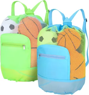 Shindel 2PCS Beach Backpack, Mesh Drawstring Bags for Kids Men Women, Mesh Bag for Pool Beach Gear, Athletic Gym Sports Workout