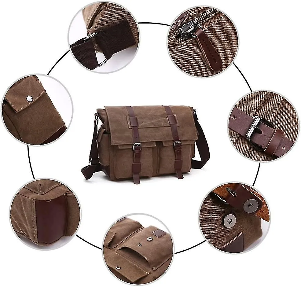 Shoulder Bag Men's Messenger Bags 16 Inches Vintage Military Canvas Laptop