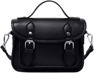 Shoulder Bag PU Leather Solid Color Casual Flap Crossbody Bag - Practical Messenger Bag for Shopping and Travel(Black)
