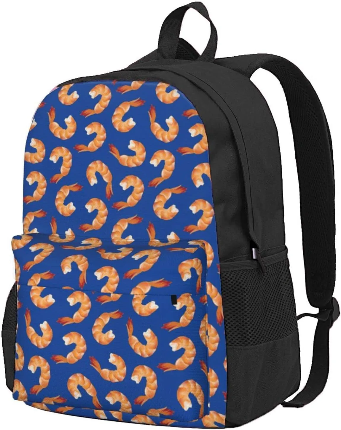 Shrimp Pattern Sea Food Backpack for Women Men Worker Teacher Business Travel Backpacks Shoulders Bag Daypack Bookbag with Mesh Pockets