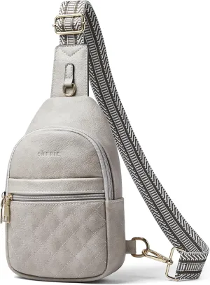 Shrrie Sling Bag for Women,Crossbody Bag Fanny Pack Quilted Leather Crossbody Purse for Women with Adjustable Strap