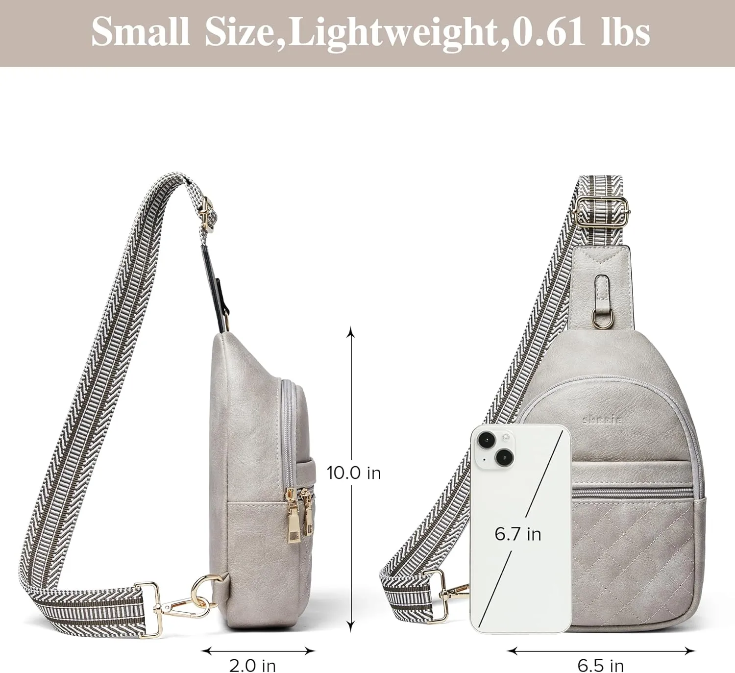 Shrrie Sling Bag for Women,Crossbody Bag Fanny Pack Quilted Leather Crossbody Purse for Women with Adjustable Strap