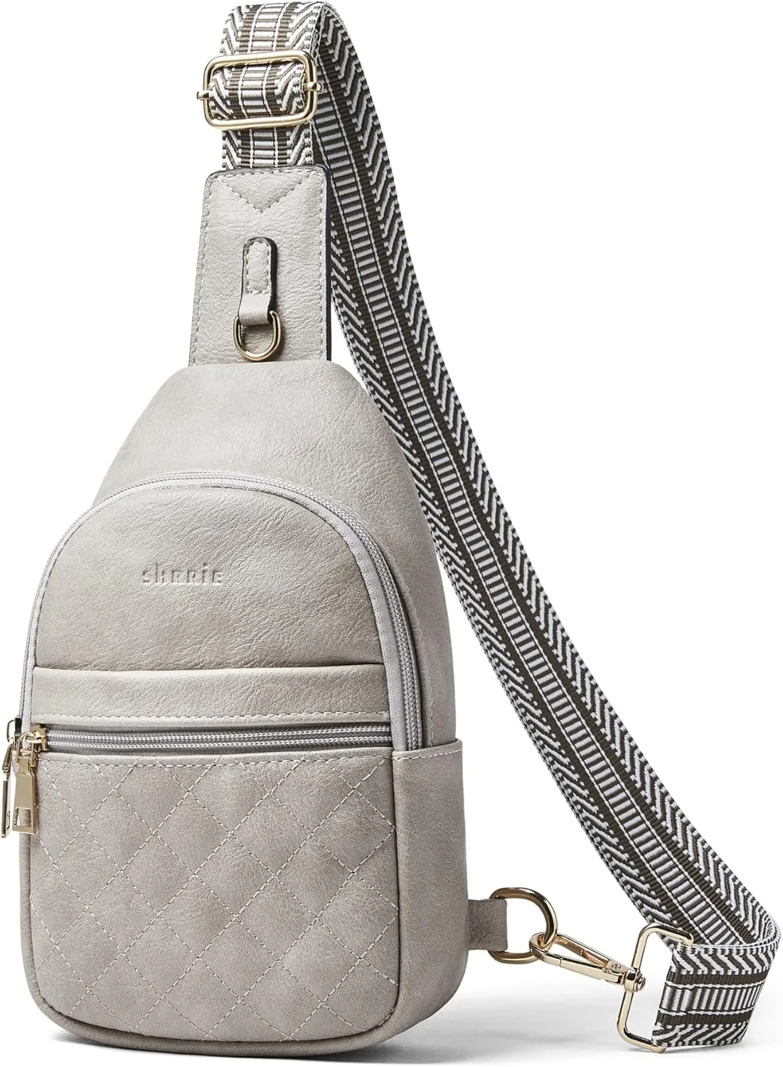 Shrrie Sling Bag for Women,Crossbody Bag Fanny Pack Quilted Leather Crossbody Purse for Women with Adjustable Strap