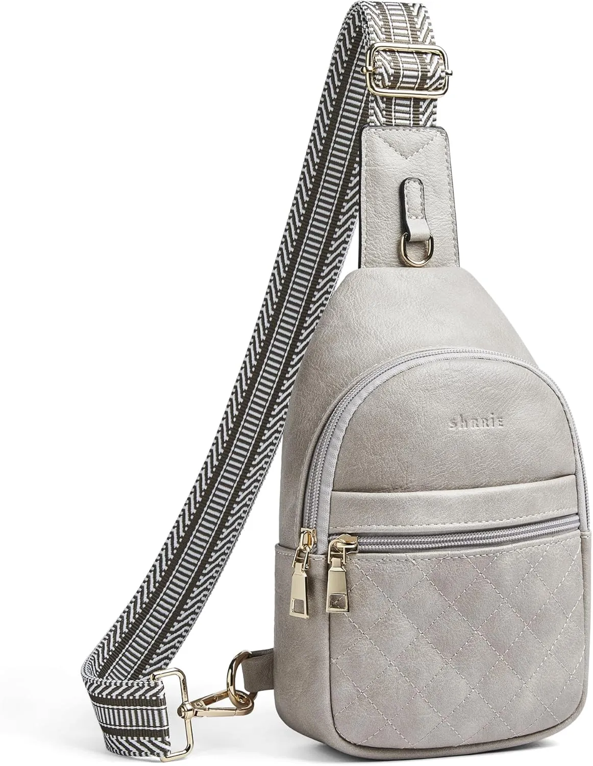 Shrrie Sling Bag for Women,Crossbody Bag Fanny Pack Quilted Leather Crossbody Purse for Women with Adjustable Strap