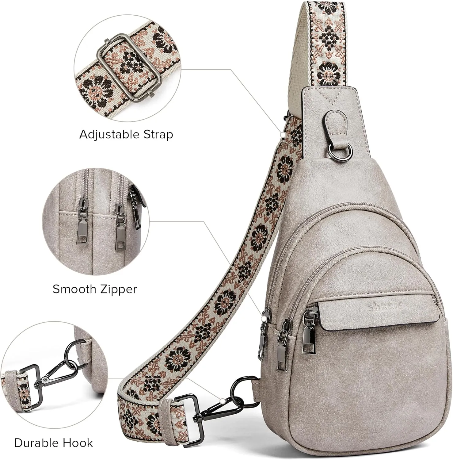 Shrrie Small Sling Bag for Women, Vegan Leather Crossbody Bags for Women Trendy Crossbody Purse Chest Bag for Travel