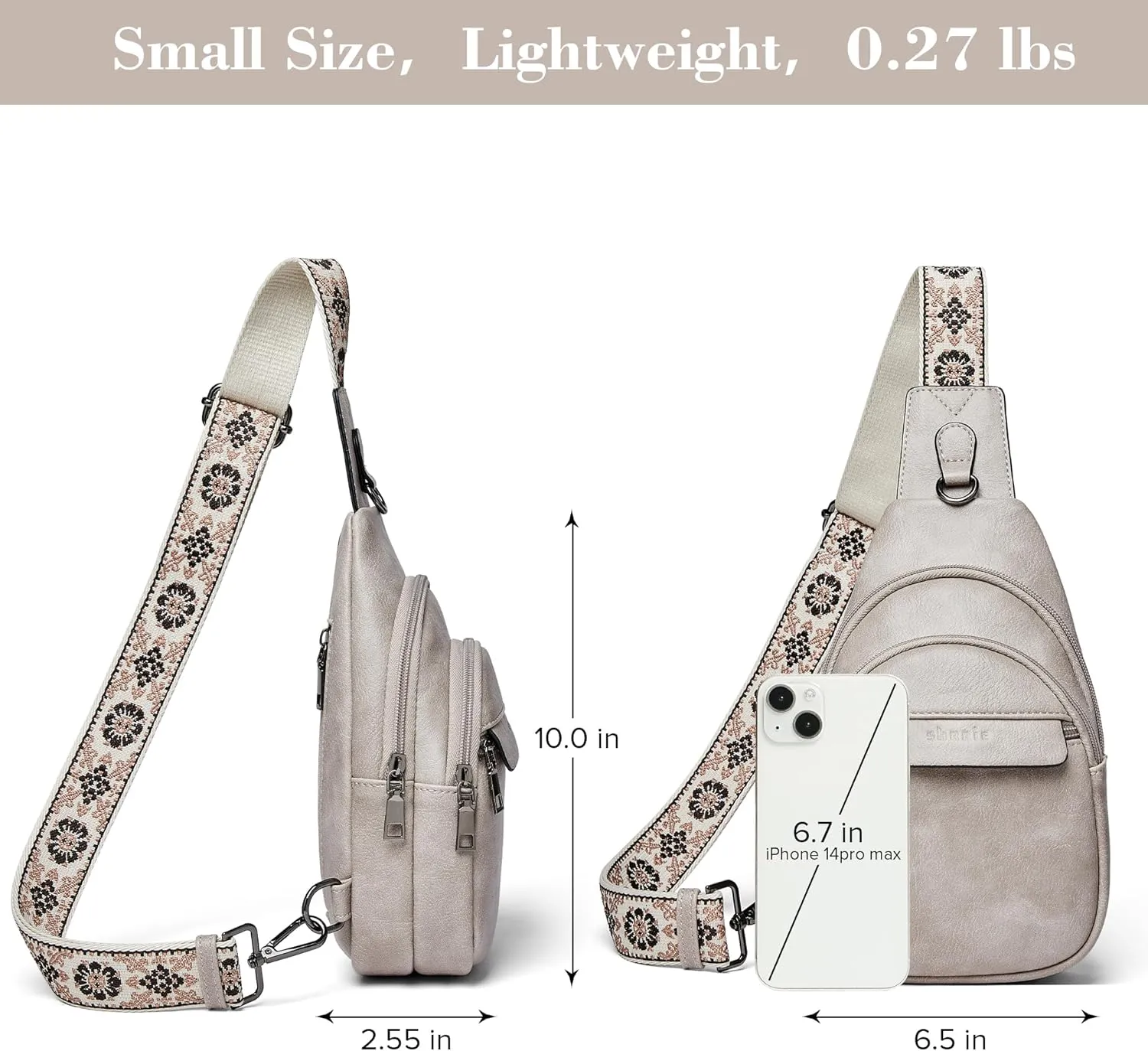 Shrrie Small Sling Bag for Women, Vegan Leather Crossbody Bags for Women Trendy Crossbody Purse Chest Bag for Travel