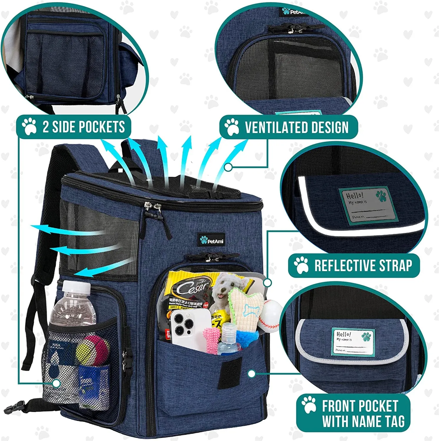 Sided Small for Lbs, Back Carrier Carrying Travel, Navy Soft Large Pet Max Camping, Hiking, Backpack Dog Cat Popular pick Airline for Ventilated 18 Giant discount Cats, Approved Backpacks Pack, Carrier,