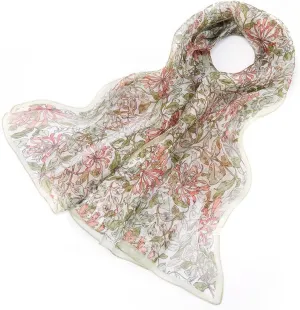 Signare Women's 100% Silk Art Scarf Lightweight and soft Scarf/Headwear in William Morris Honey Suckle (SC-SILK-WM-HONEY)
