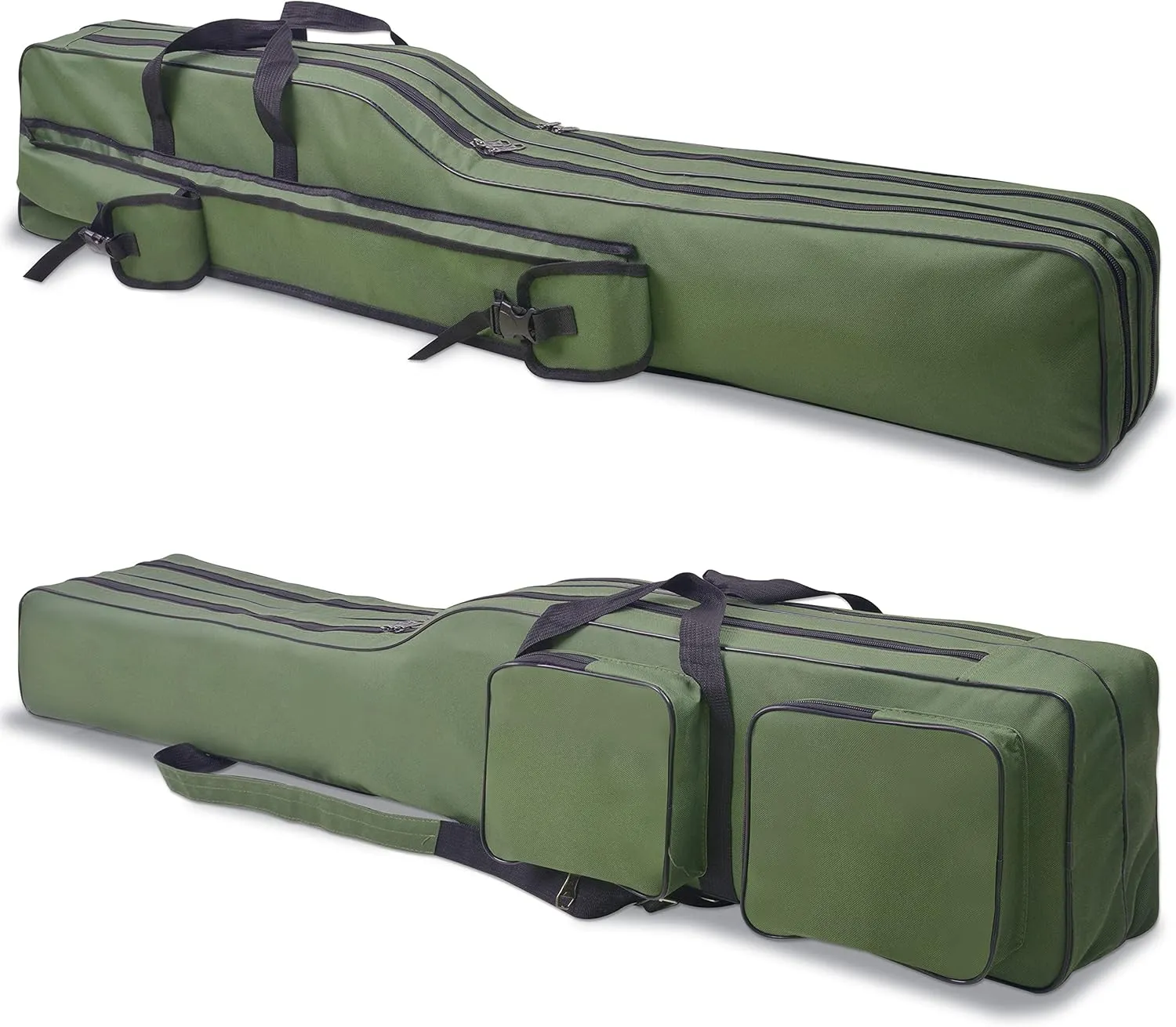 SILANON Fishing Rod Case, Portable Fishing Pole Bag 4.27ft Waterproof Rod Reel Carrier Organizer Large Capacity Tackle Storage Bag Travel Carry Case Gift for Men