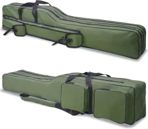 SILANON Fishing Rod Case, Portable Fishing Pole Bag 4.27ft Waterproof Rod Reel Carrier Organizer Large Capacity Tackle Storage Bag Travel Carry Case Gift for Men