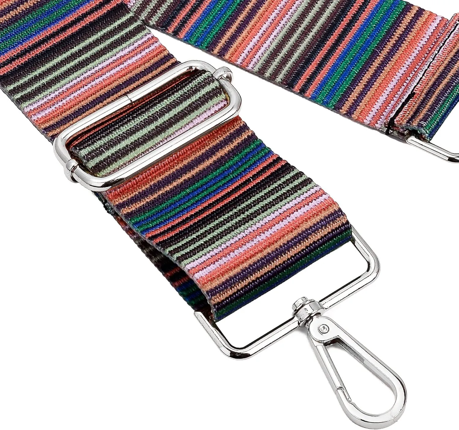 Silvery Buckles Wide Shoulder Strap Adjustable Replacement Belt Crossbody Canvas Bag Handbag
