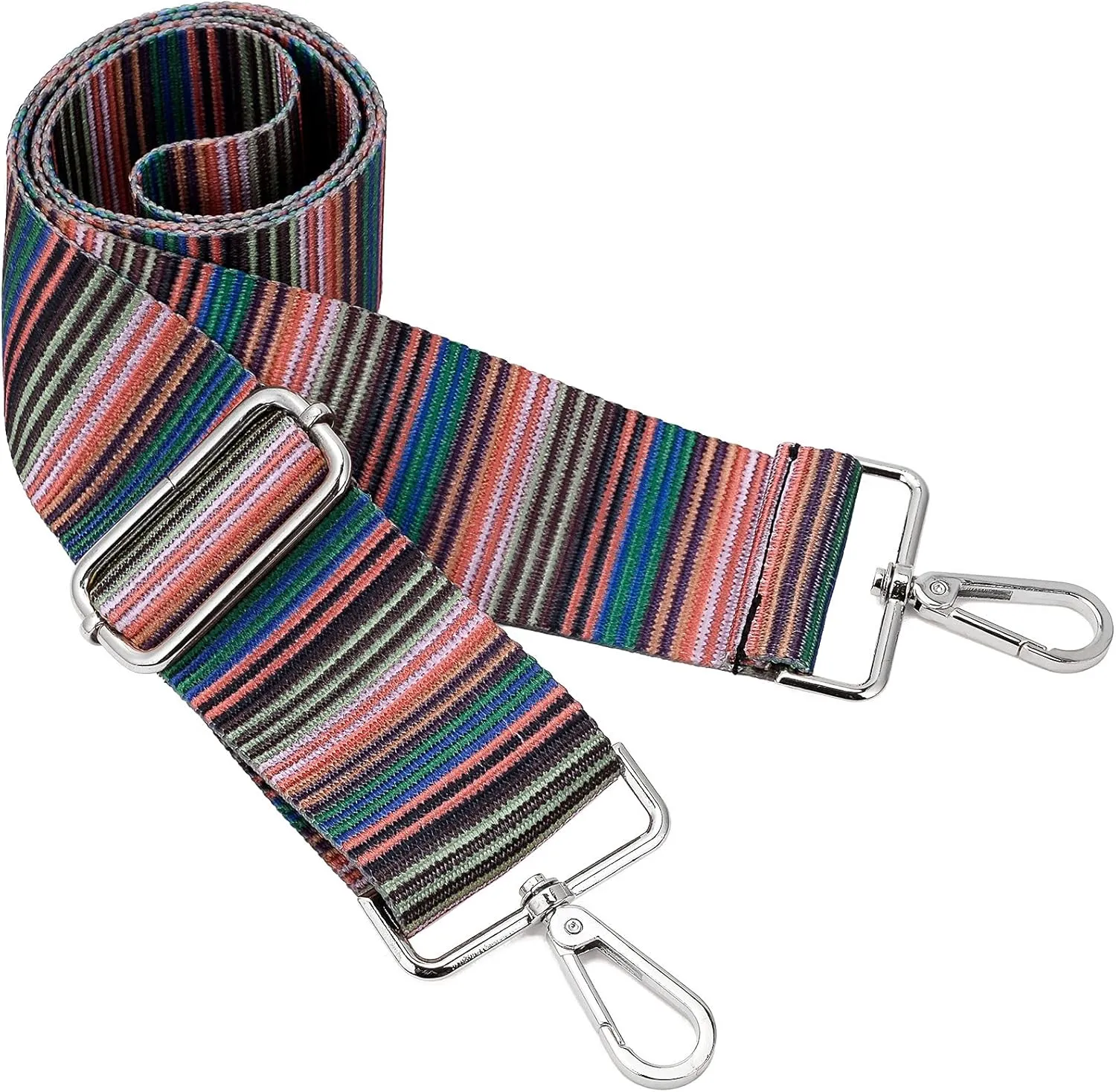 Silvery Buckles Wide Shoulder Strap Adjustable Replacement Belt Crossbody Canvas Bag Handbag