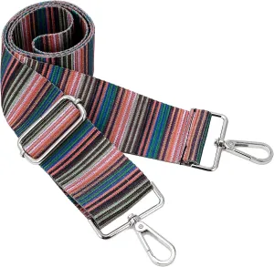 Silvery Buckles Wide Shoulder Strap Adjustable Replacement Belt Crossbody Canvas Bag Handbag