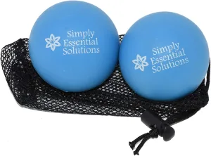 Simply Essential Solutions Deep Tissue Massage Therapy Balls: Set of Two with Mesh Bag for Self-Care Pain Relief, Myofacial Therapy, Physical Therapy, Deep Tissue Pressure. Yoga, Pilates Blue 63mm