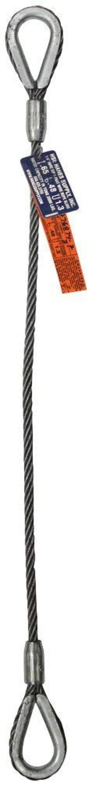 Single Leg Wire Rope Sling | 3.2 Ton Vertical Rated Capacity | Heavy Duty Thimble-to-Thimble Ends | 9/16" Dia. | 12' Length | EIPS 6x25 IWRC | Hanes Supply (HSI) Heavy Duty Rigging Cable