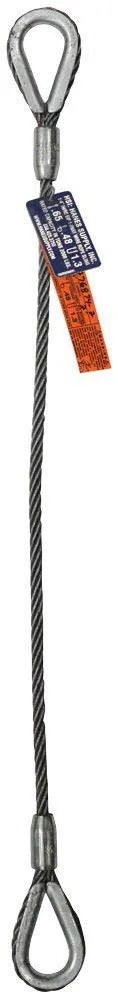 Single Leg Wire Rope Sling | 3.2 Ton Vertical Rated Capacity | Heavy Duty Thimble-to-Thimble Ends | 9/16" Dia. | 12' Length | EIPS 6x25 IWRC | Hanes Supply (HSI) Heavy Duty Rigging Cable