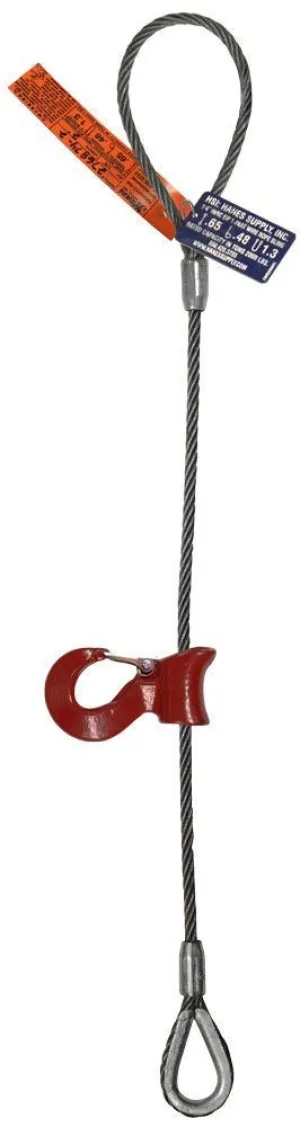 Single Leg Wire Rope Sling | 3.9 Ton Vertical Rated Capacity | Flemish Eye Loop to Heavy-Duty Thimble with Sliding Choker | 5/8" Dia. | 4' Length | EIPS 6x25 IWRC | Hanes Supply (HSI) Heavy Duty