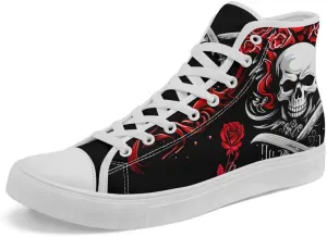 Skull High Tops Canvas Shoes for Men Women Classic Lace Up Gothic Fashion Sneaker Street Casual Canvas Sneakers