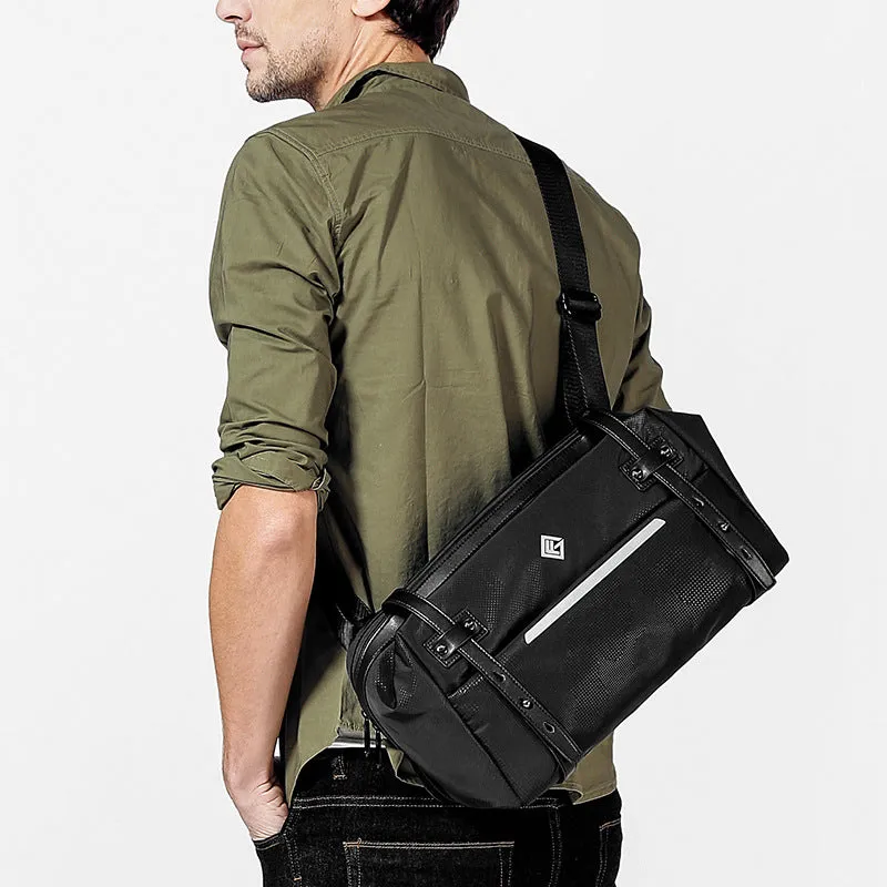 Sleek Messenger Bag with Reflective Detailing and Spacious Interior