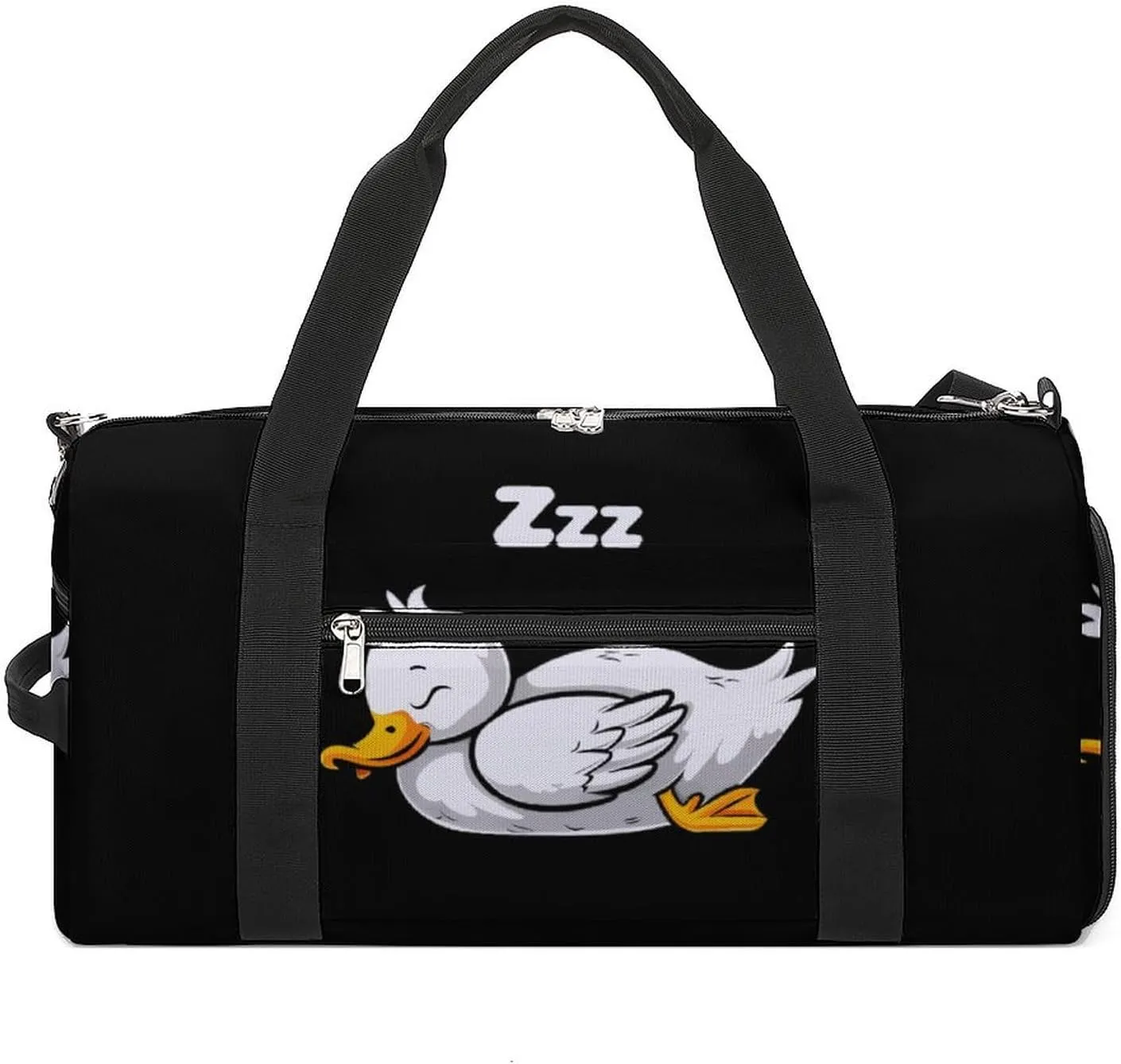 Sleepy Duck Funny Gym Bag Travel Tote Bag Duffel Bag with Shoe Compartment for Weekender Sports Vacation