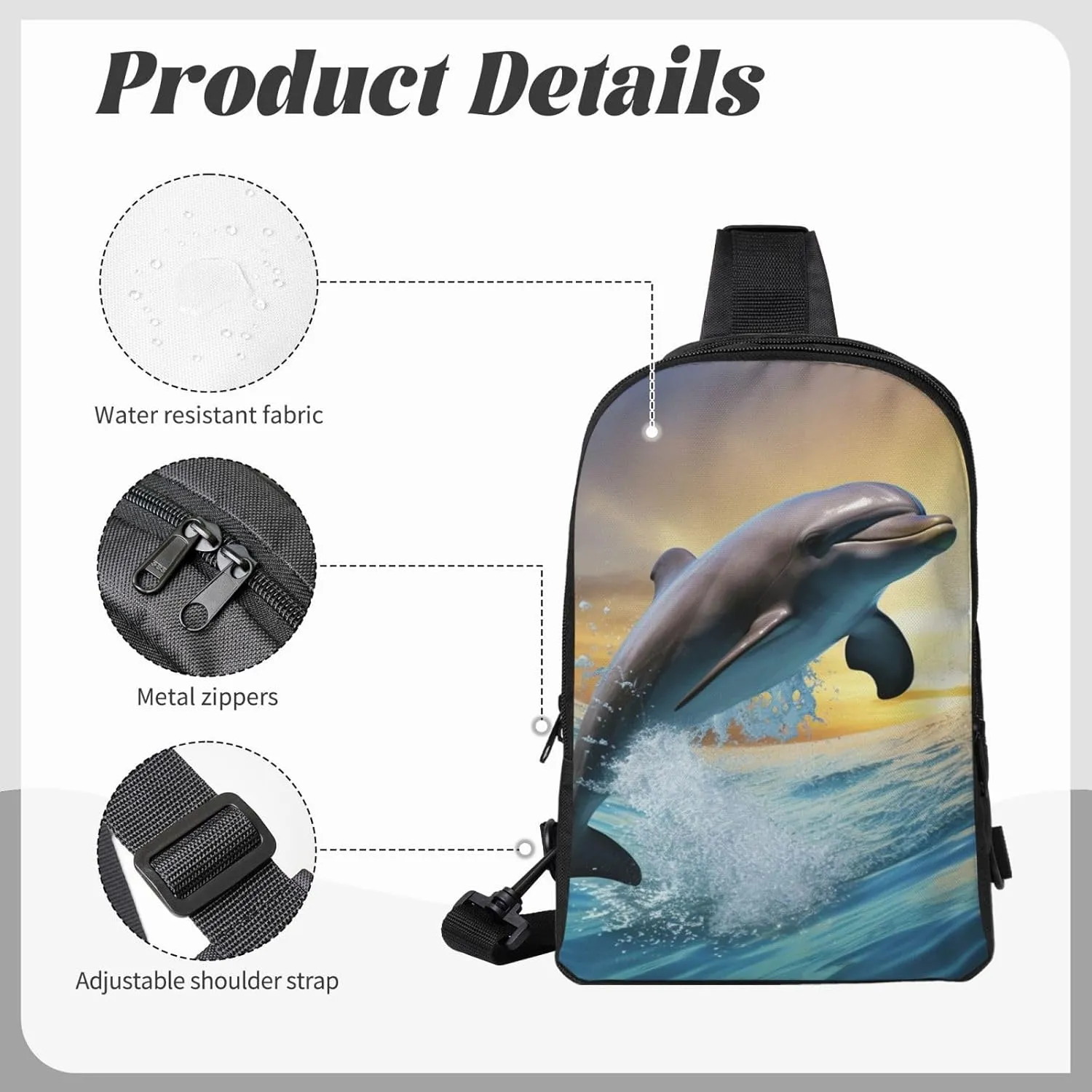 Sling Backpack Crossbody Sling Bag for Men Women Cross Chest Bag Dolphin Jumping Shoulder Bag Travel Hiking Daypack