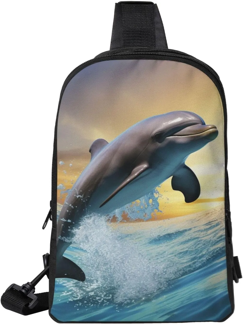 Sling Backpack Crossbody Sling Bag for Men Women Cross Chest Bag Dolphin Jumping Shoulder Bag Travel Hiking Daypack