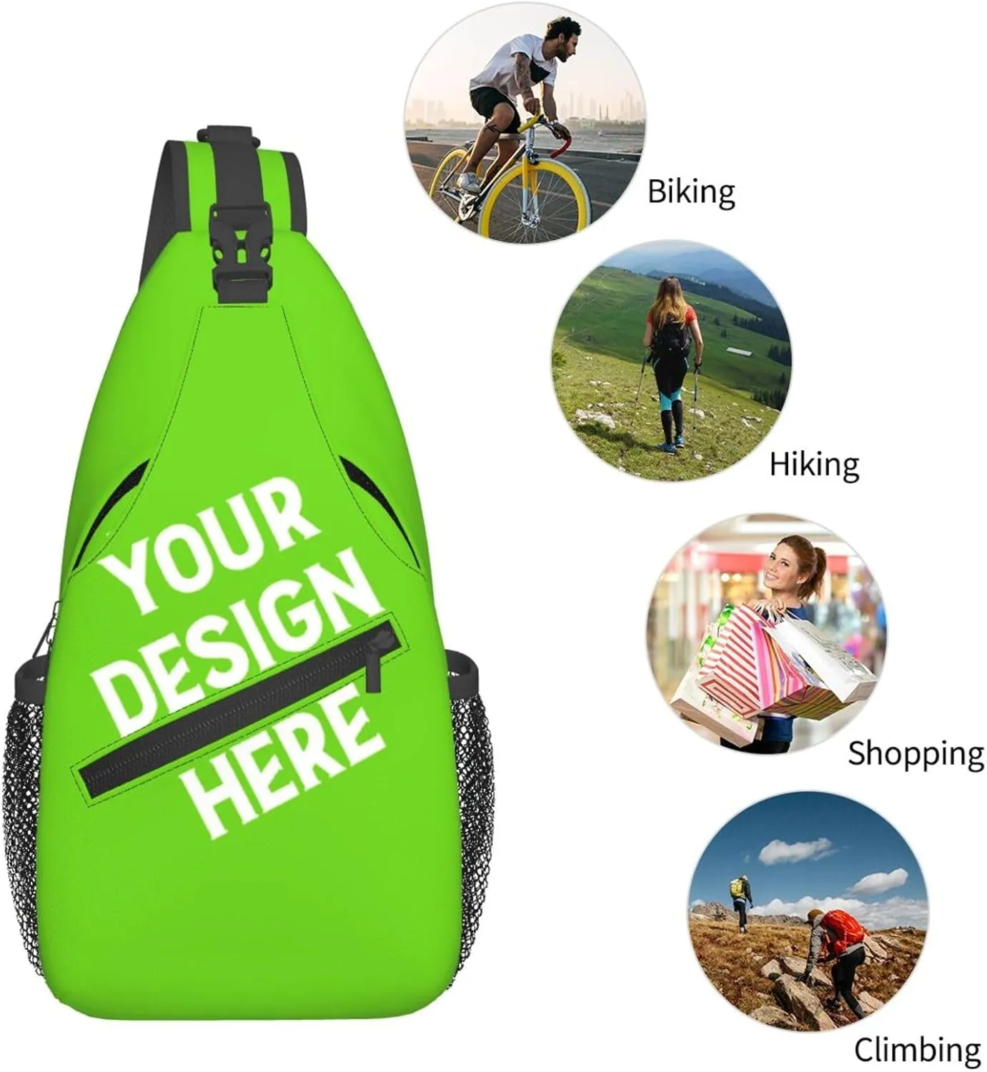 Sling Backpack for Men&Women Personalized Crossbody Sling Bags with Photo Name Logo Customized Chest Bag Travel Hiking