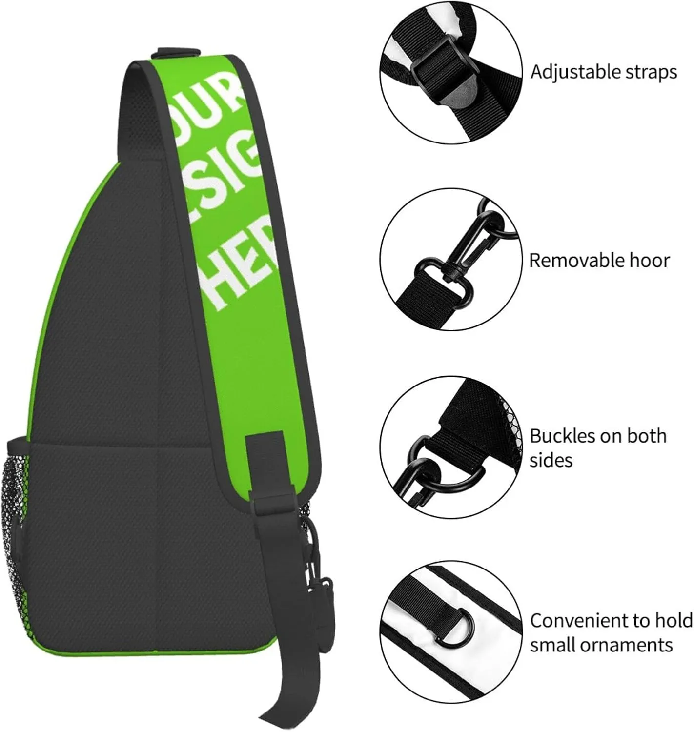 Sling Backpack for Men&Women Personalized Crossbody Sling Bags with Photo Name Logo Customized Chest Bag Travel Hiking