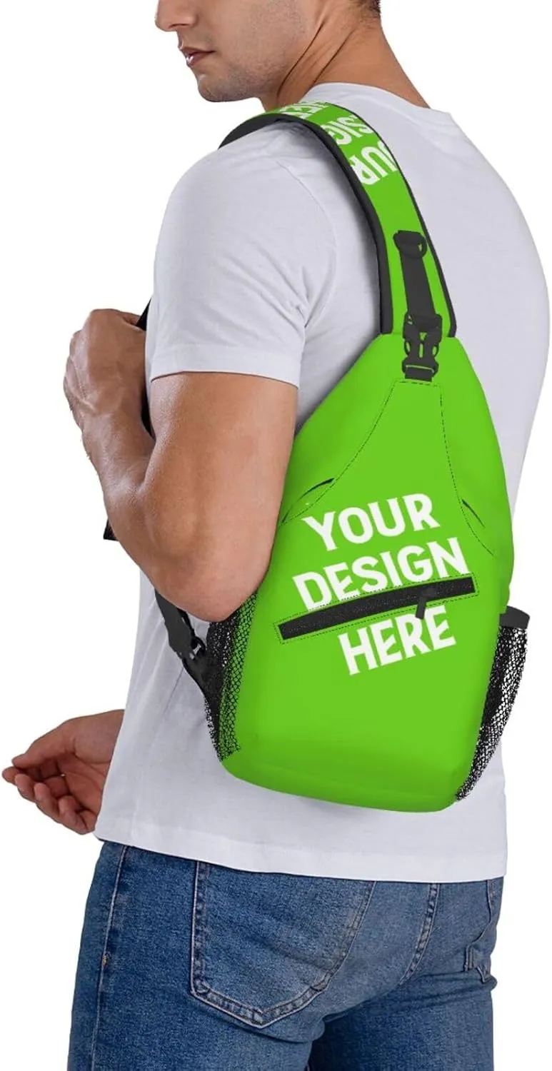 Sling Backpack for Men&Women Personalized Crossbody Sling Bags with Photo Name Logo Customized Chest Bag Travel Hiking
