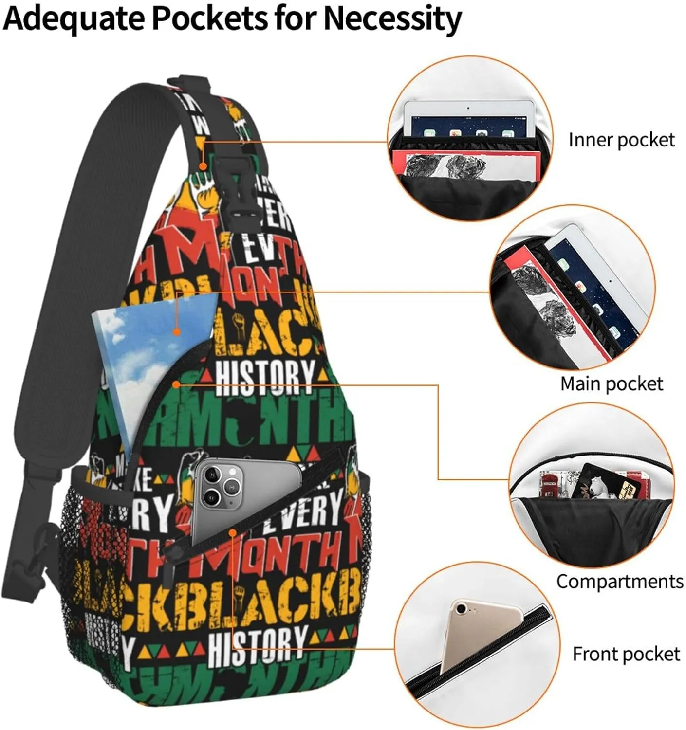 Sling Bag Adjustable Crossbody Bag Casual Chest Bags Travel Shoulder Backpack For Women Men