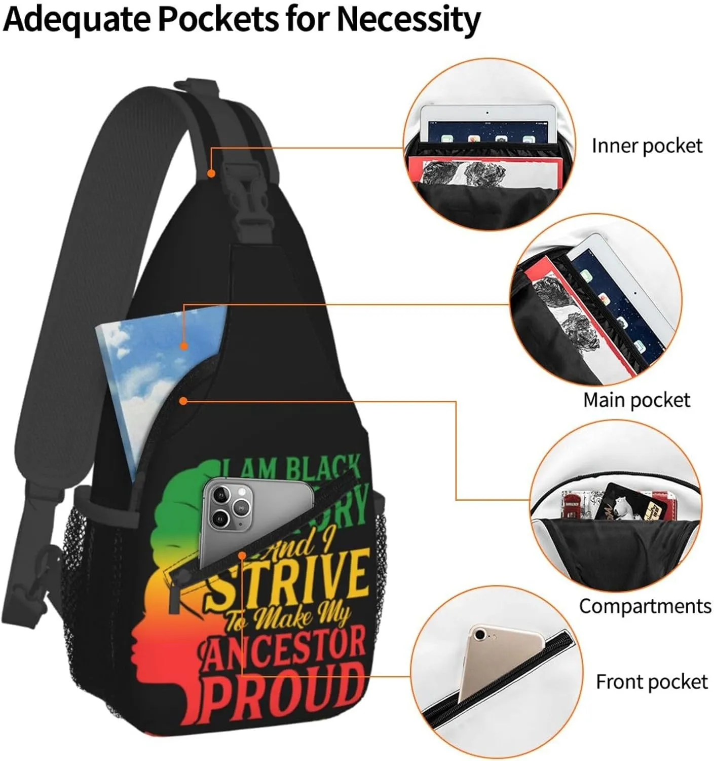 Sling Bag Adjustable Crossbody Bag Casual Chest Bags Travel Shoulder Backpack For Women Men
