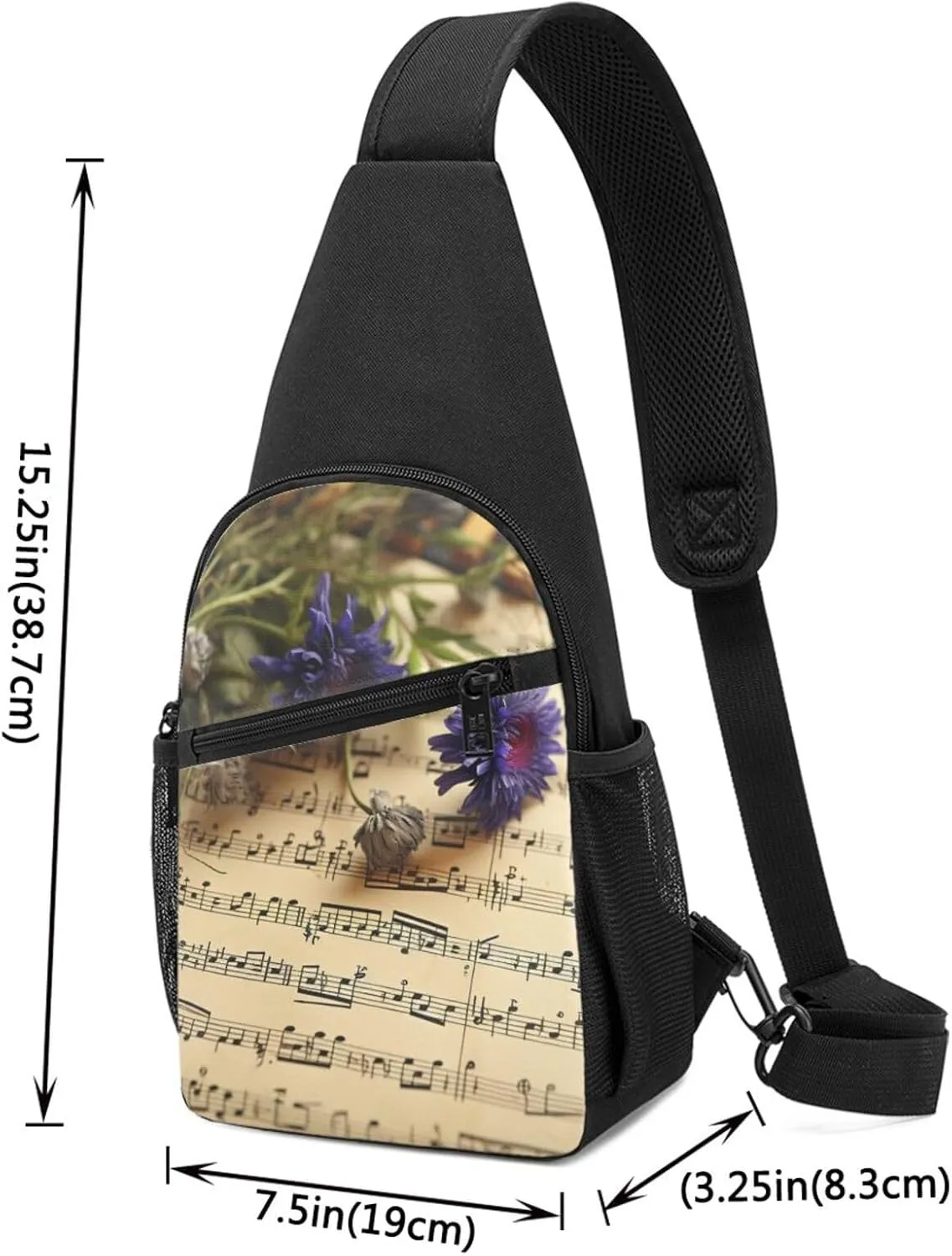Sling Bag Backpack for Men Women Crossbody Music Sheet Chest Bag Crossbody Bag for Travel Sport Running