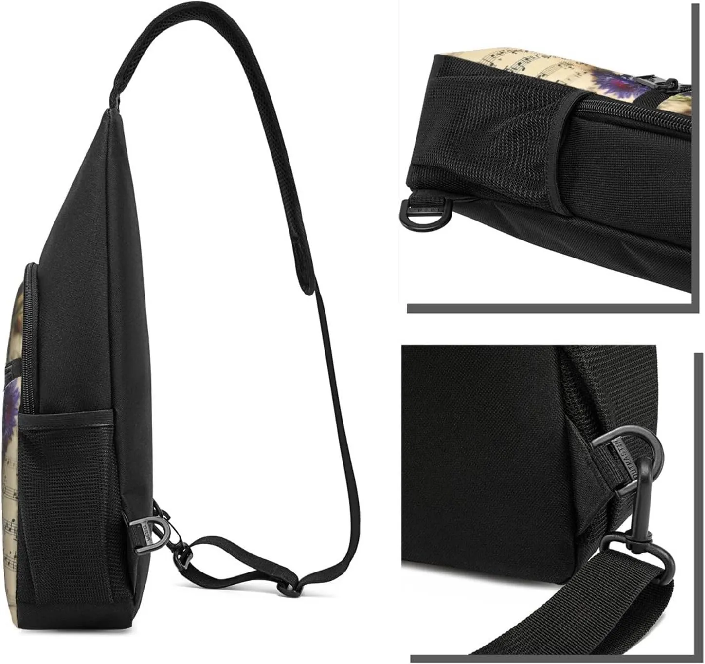 Sling Bag Backpack for Men Women Crossbody Music Sheet Chest Bag Crossbody Bag for Travel Sport Running