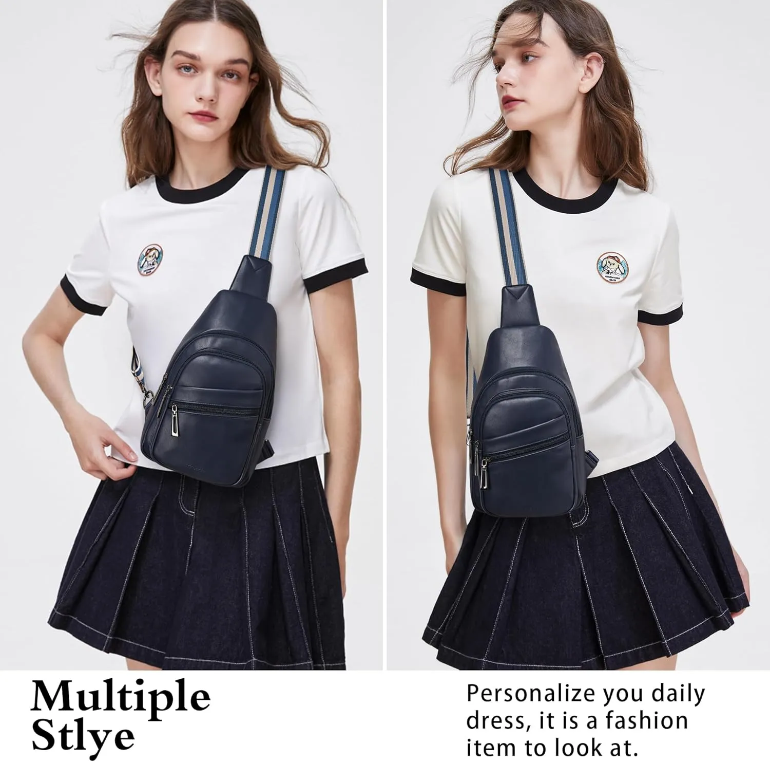 Sling Bag Crossbody Bags for Women for Travel, 3.5 x 10.5 x 6(L x H x W),Adjustable Straps 22.5 to 44 inch