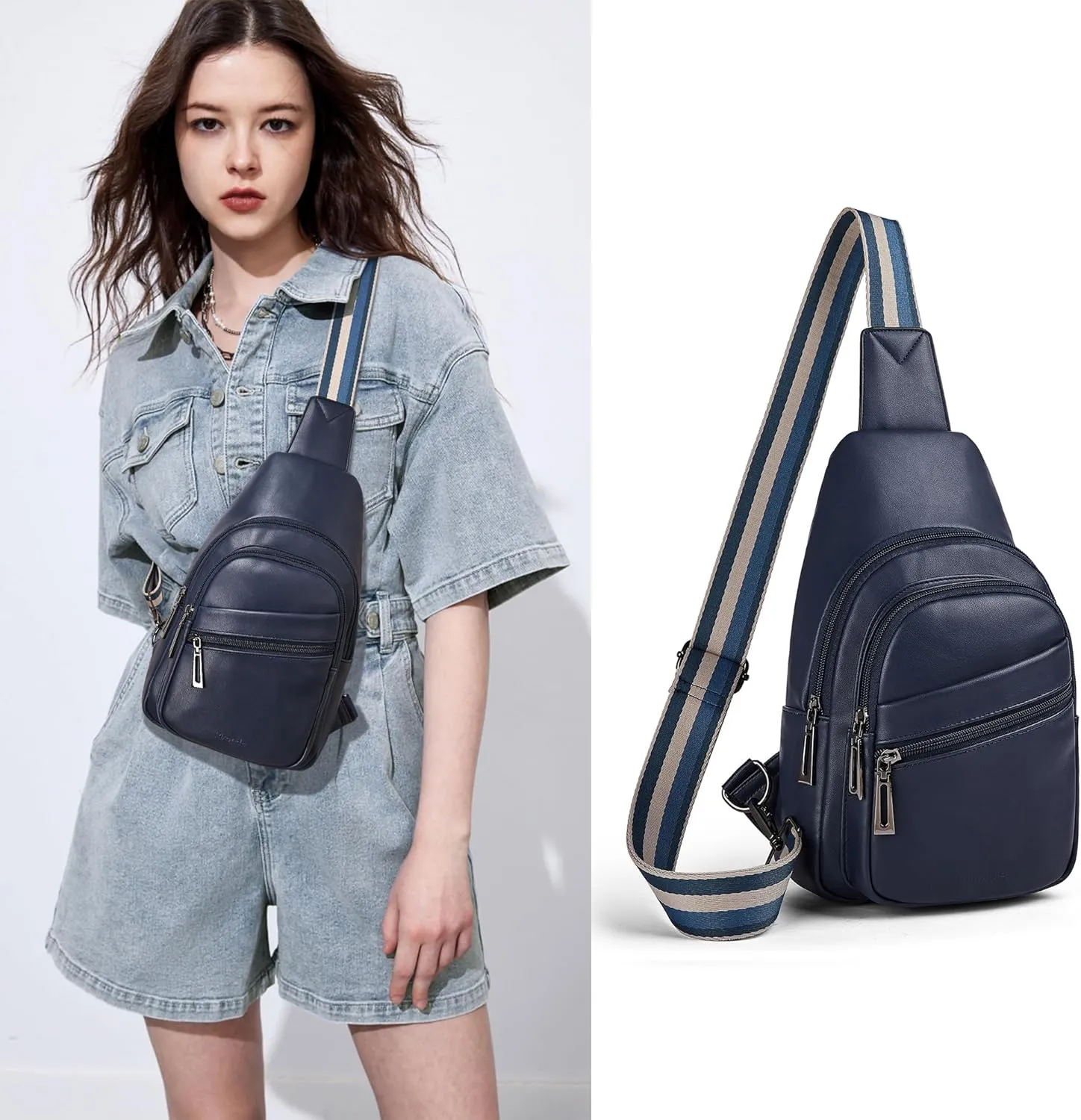 Sling Bag Crossbody Bags for Women for Travel, 3.5 x 10.5 x 6(L x H x W),Adjustable Straps 22.5 to 44 inch